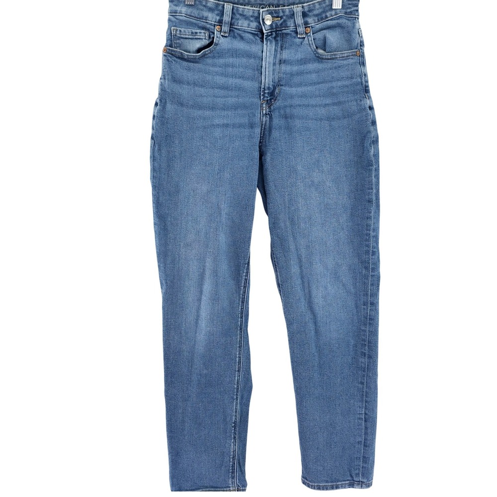 American Eagle Mom Jean Women Size 4 Blue Medium Wash High Rise Tapered Stretch
